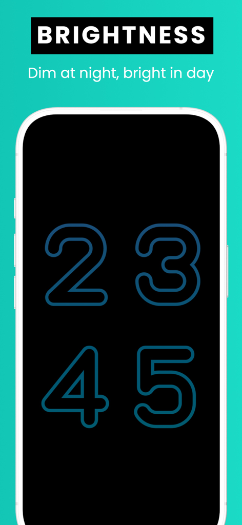 Bed Time | Large Clock - Bed Time app displaying a large digital clock with adjustable brightness for night and day use