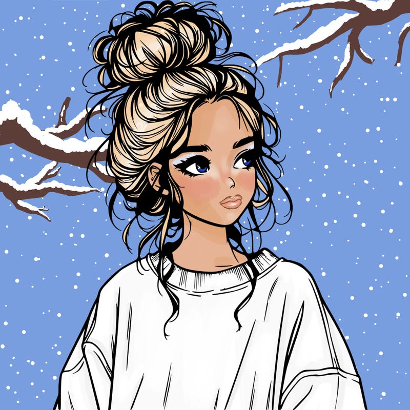 realistic girl with messy bun and oversized clothing