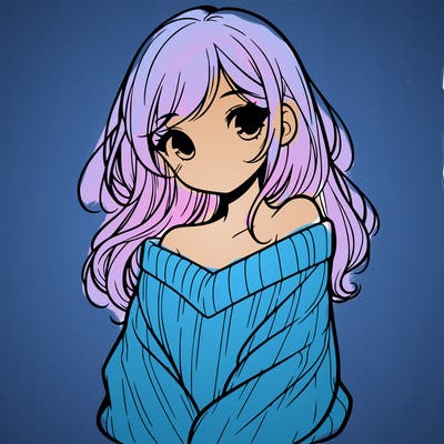 shy pretty girl wearing a sweater that is falling off one shoulder portrait