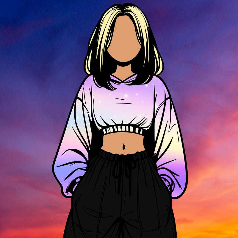 realistic girl faceless with baggy pants and a crop top