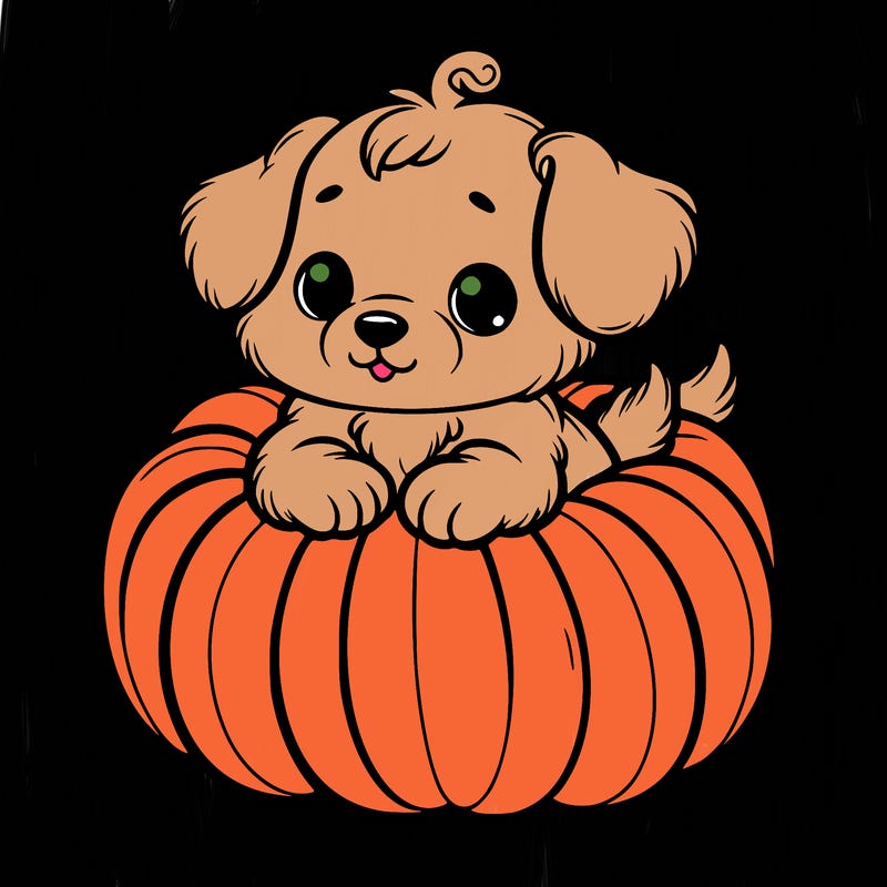 cute little puppy in a pumpkin