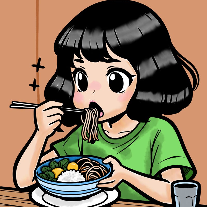 a girl eating food