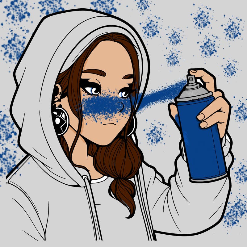 a realistic girl, spray painting