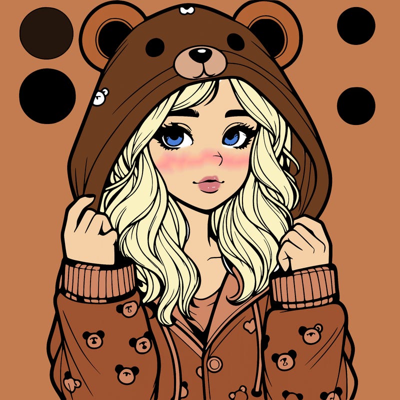 realistic girl in a animal pjs hoodie