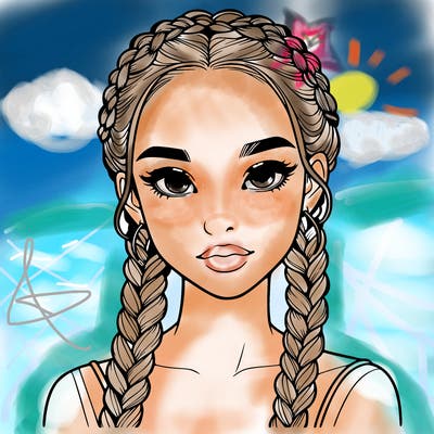 realistic girl with braids