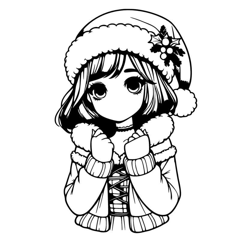 realistic girl with christmas outfit