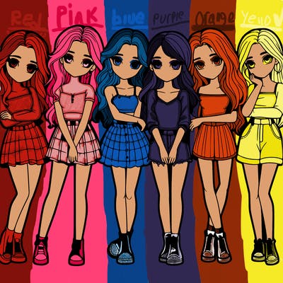 a group of girls realistic