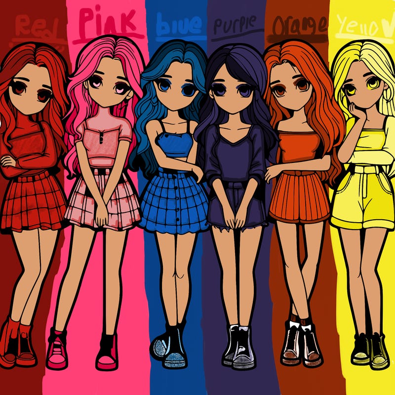 a group of girls realistic