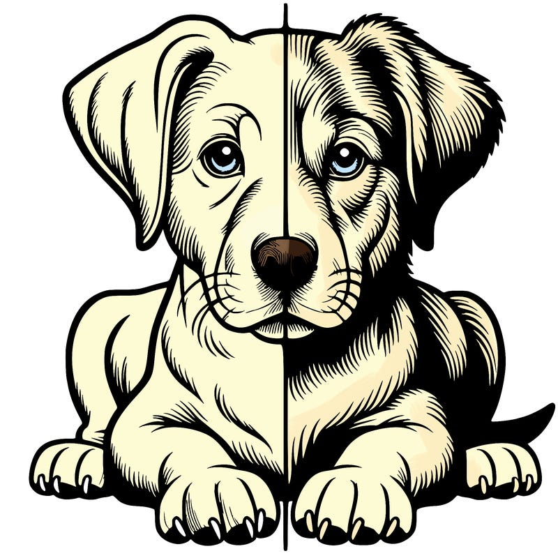 realistic dog split picture