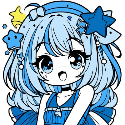 cute anime girl with star accessories