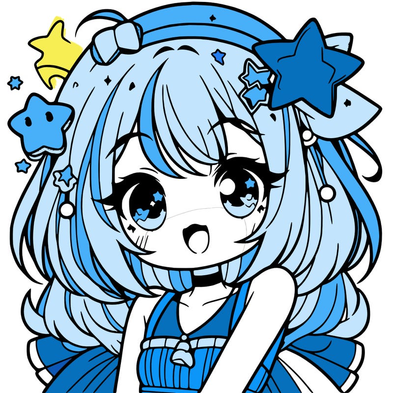 cute anime girl with star accessories