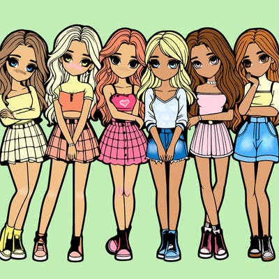a group of girls realistic