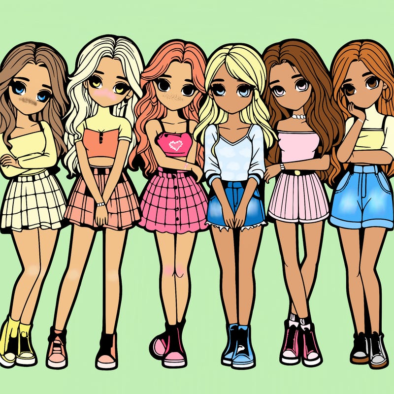 a group of girls realistic