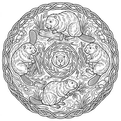 Let your little ones explore the fascinating world of beavers with this delightful mandala coloring page. Designed for kids aged 4-8, it combines symmetrical patterns with adorable beaver scenes for engaging creative fun.