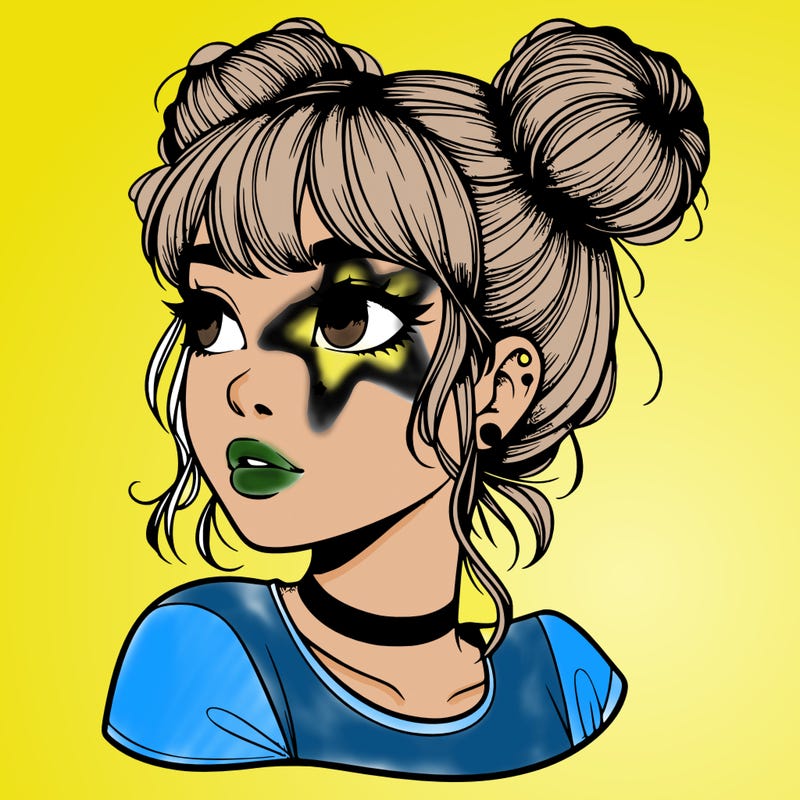 realistic girl with spacebuns