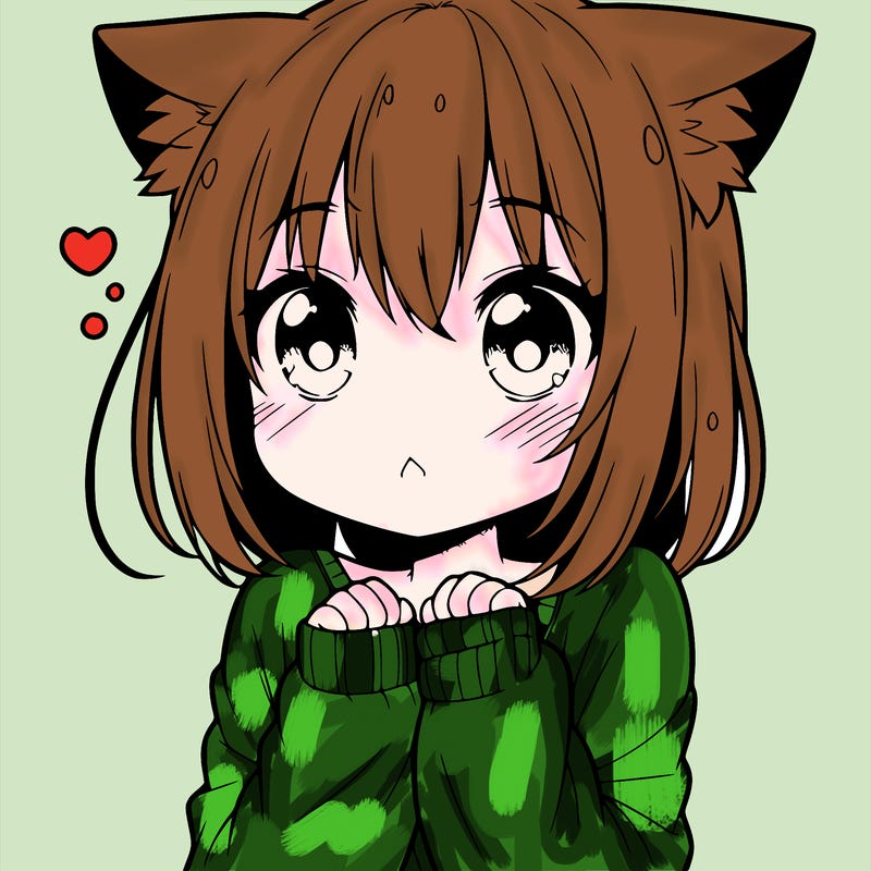 shy anime catgirl