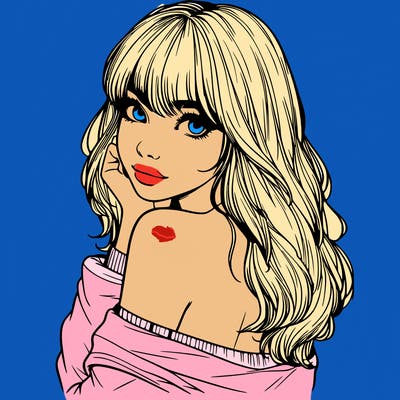 realistic girl with bangs looking over her shoulder