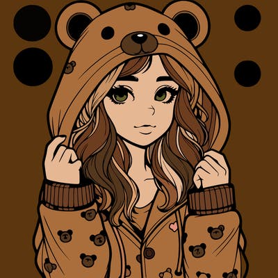 realistic girl in a animal pjs hoodie