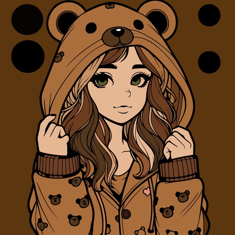realistic girl in a animal pjs hoodie
