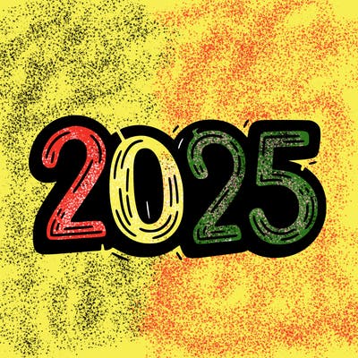 one line scrawled numbers sketch design “2025”