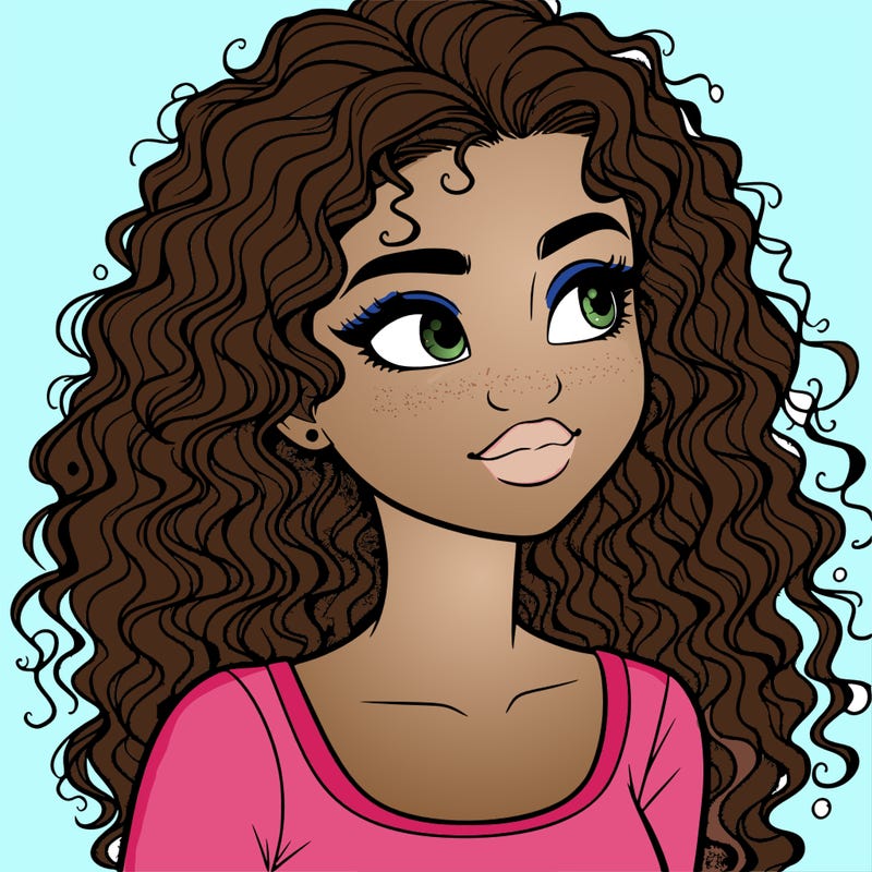 realistic girl with curly hair