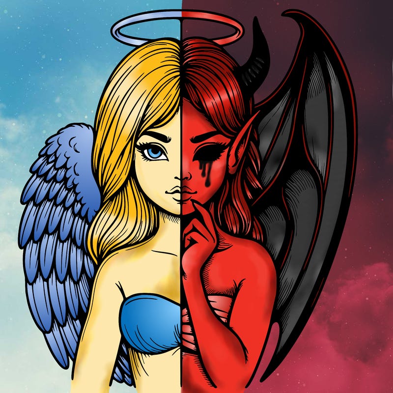realistic angel half demon