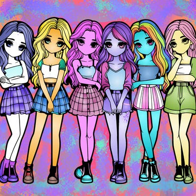 a group of girls realistic