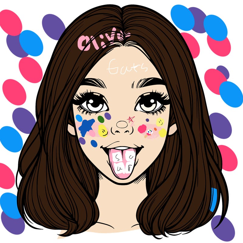 realistic girl with her tongue out