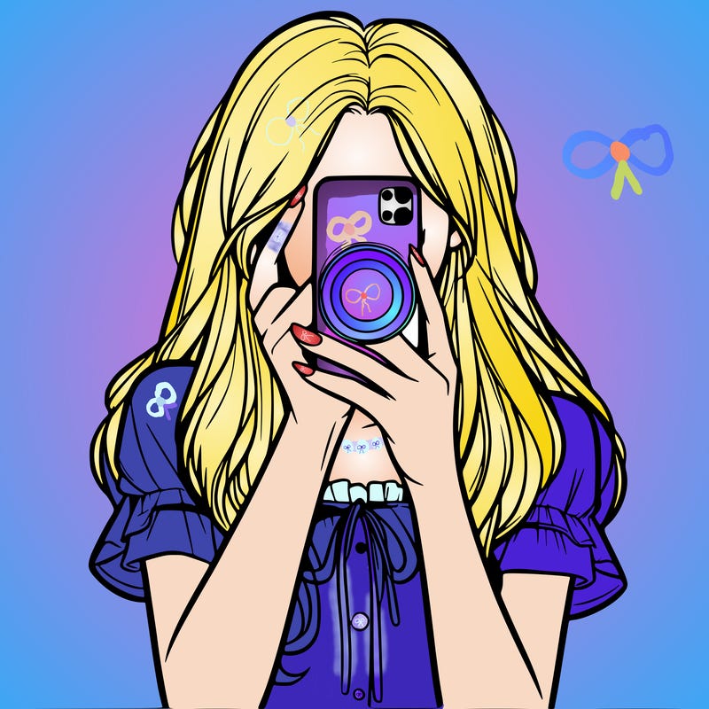 a realistic girl holding her phone taking pictures