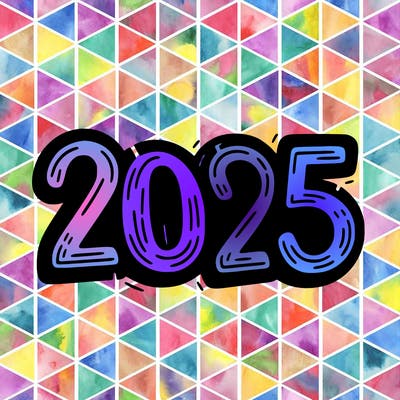 one line scrawled numbers sketch design “2025”