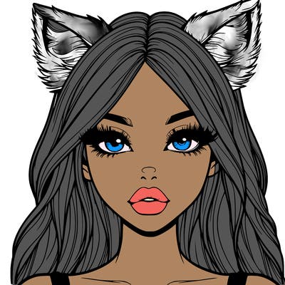 realistic girl with fox ears and realistic lips