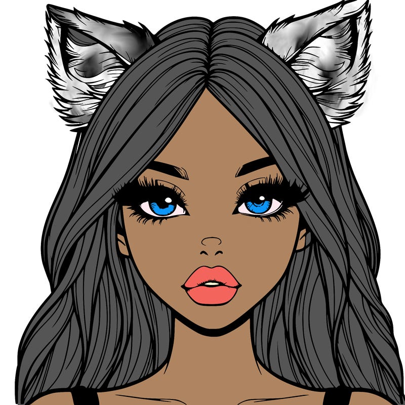 realistic girl with fox ears and realistic lips