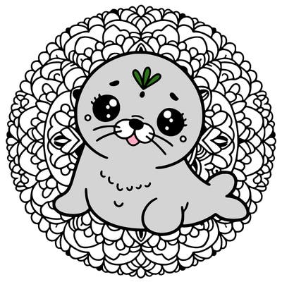 a cute baby seal mandala