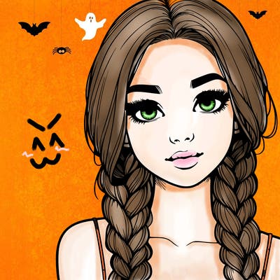 realistic girl with braids