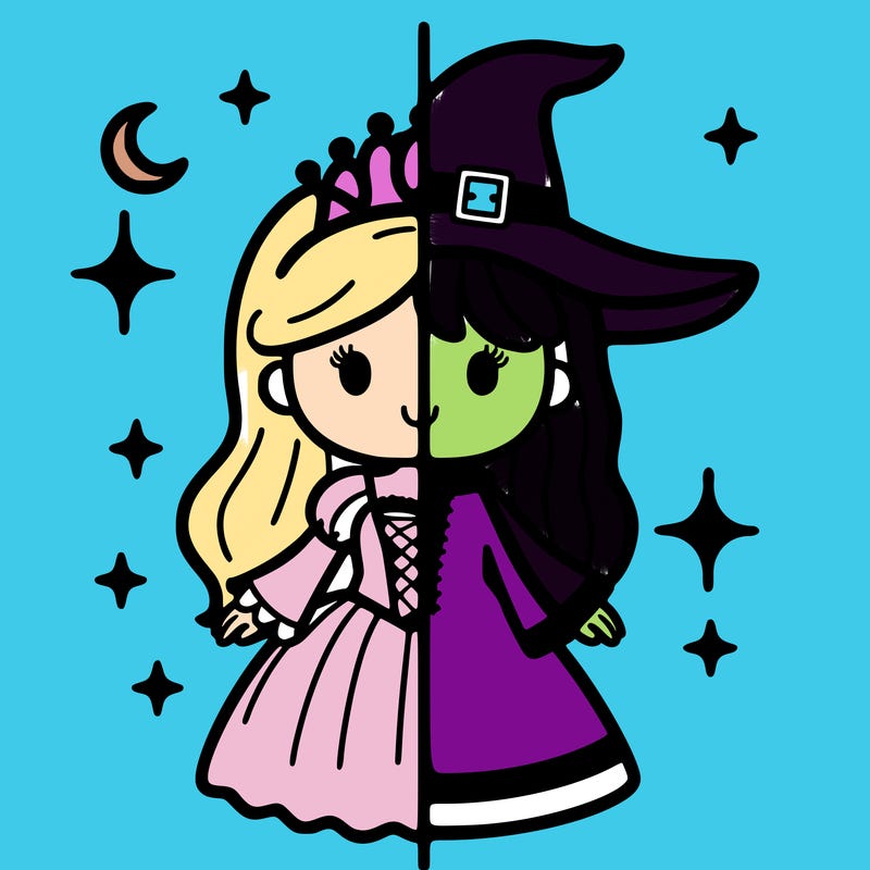 split princess and witch