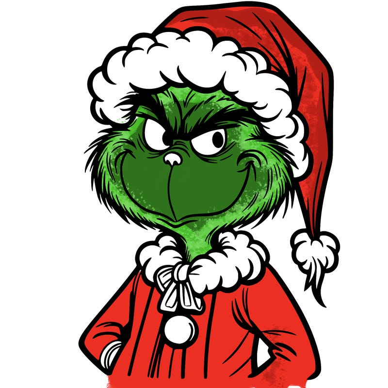 grinch in santa outfit