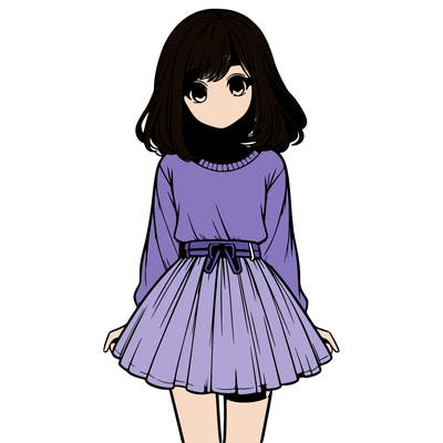 realistic girl with a skirt on