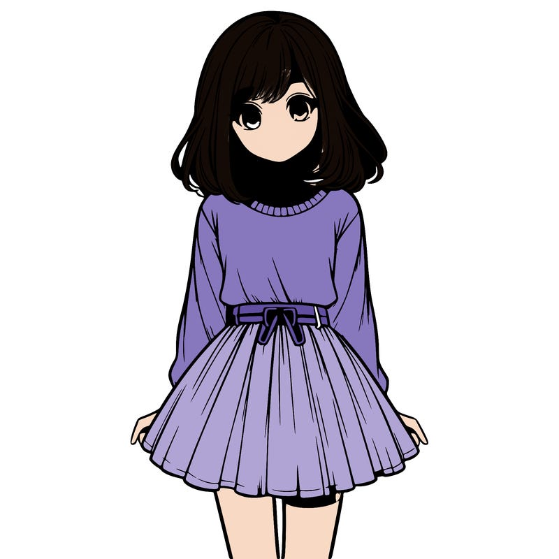 realistic girl with a skirt on