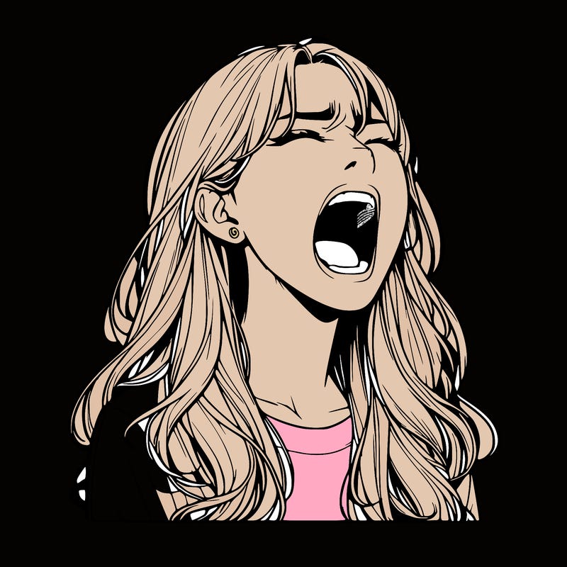 screaming realistic, girl