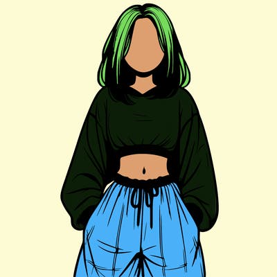 realistic girl faceless with baggy pants and a crop top