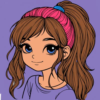 realistic girl with ponytail
