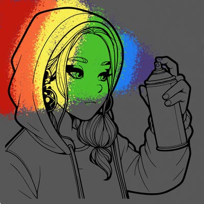 a realistic girl, spray painting
