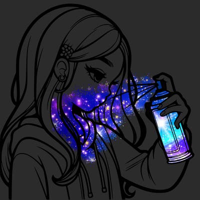 a realistic girl spray painting