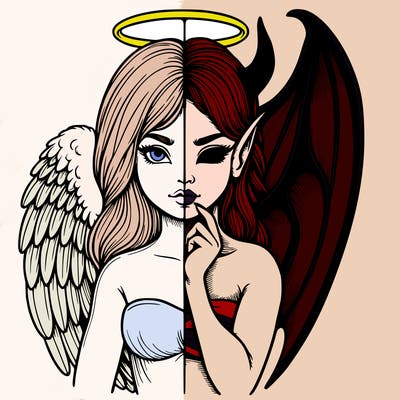 realistic angel half demon