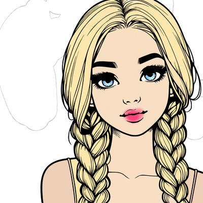 realistic girl with braids