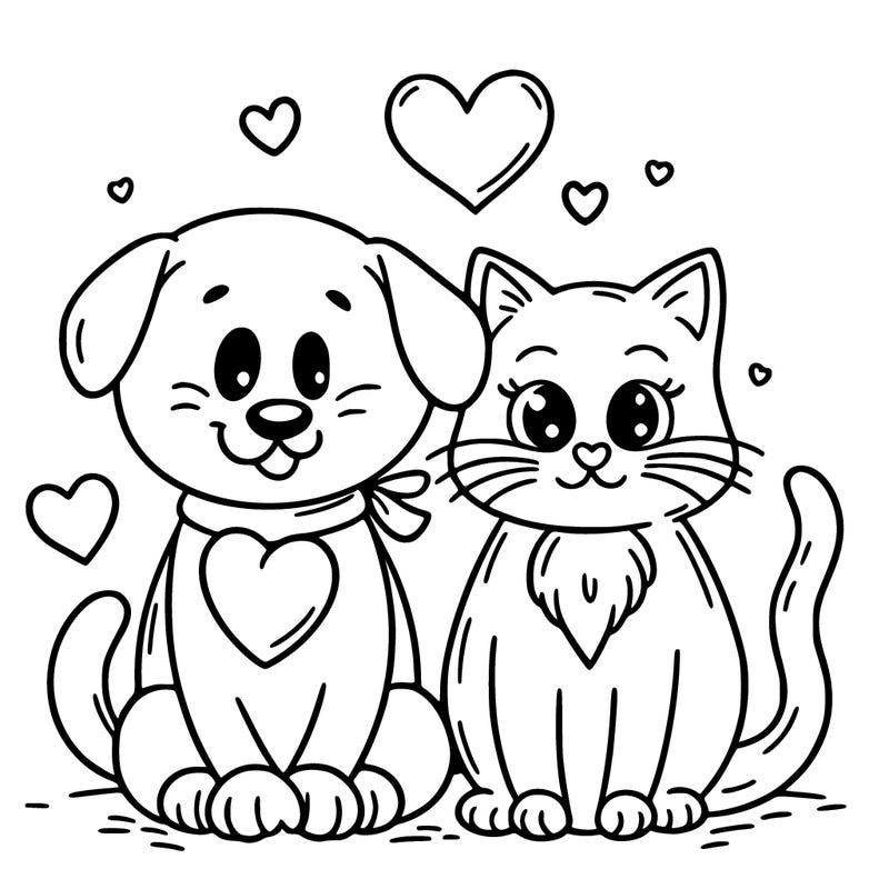 cat and dog with a heart