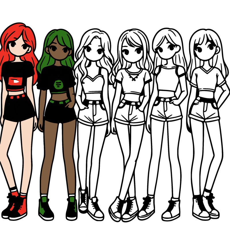 a group of girls wearing crop tops and shorts