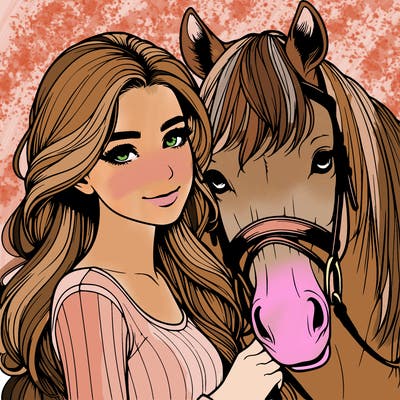 realistic girl with horse