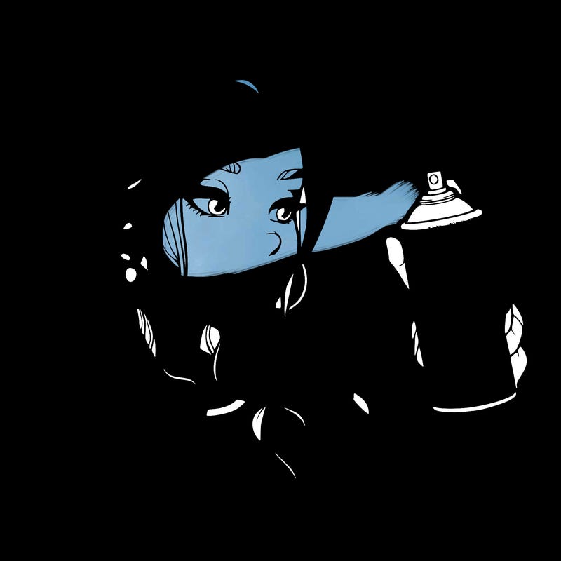 a realistic girl, spray painting