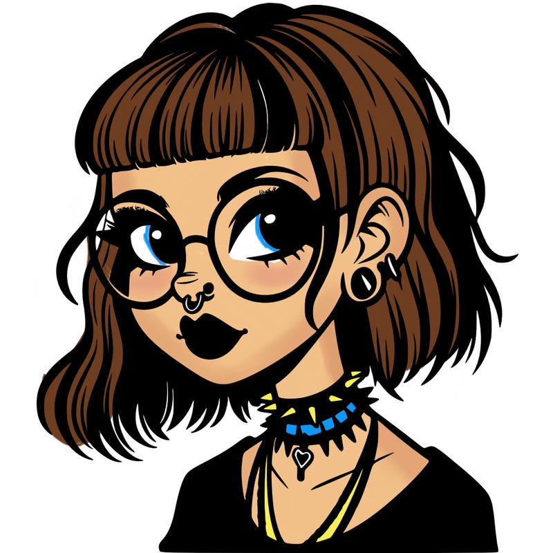 gothic girl with a mullet and glasses